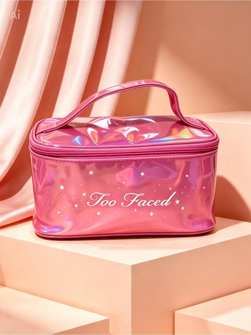 ✨ TOO FACED Pink Iridescent Holographic Makeup / Cosmetic Bag ✨